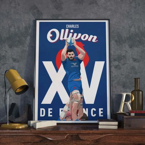 Affiche XV de France Charles Ollivon 40 x 60 cm