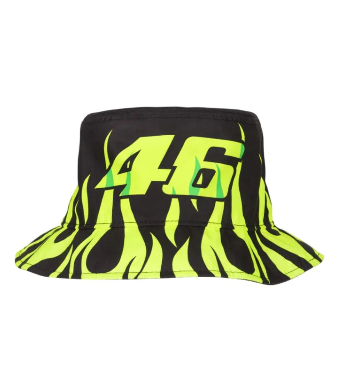 Bob chapeau de pêcheur Monster Flammes VR46 Moto GP Officiel Noir Jaune