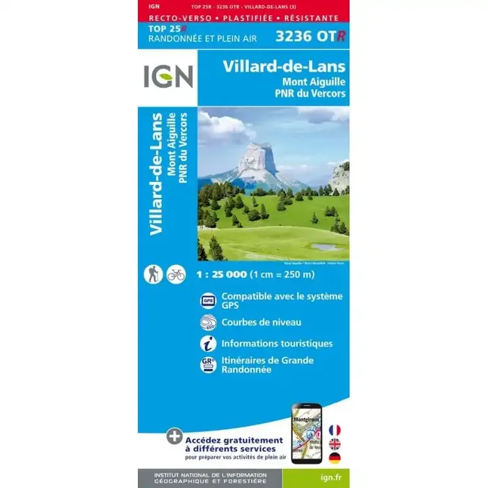 Carte IGN Villard de Lans 3236 OTR Version plastifiée Commander Maintenant