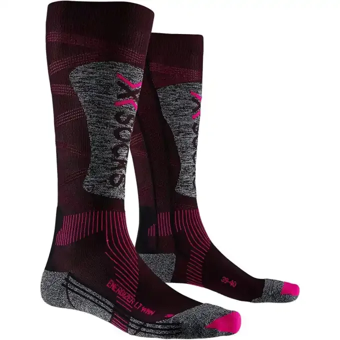 Chaussettes de ski X-Socks SKI ENERGIZER LT 4.0 WMN Black/Fluo Pink/Stone Grey Melange Bon Marché