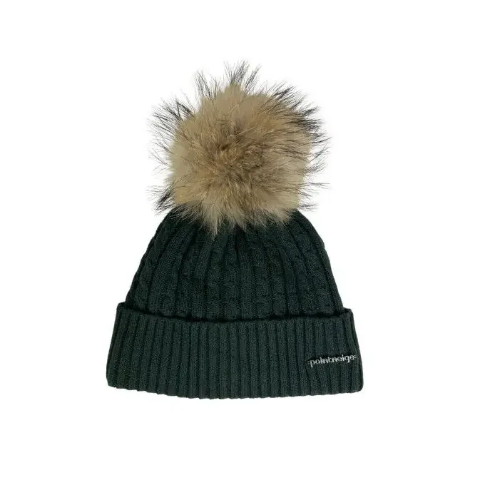Commander Maintenant Bonnet Femme Point Neige Torsade pompon – Sapin