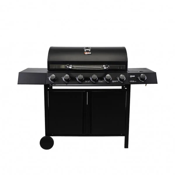 DOSE Parrilla de Gas BARBACOA, 6+1 Fuegos, Negra 141x110x48cm