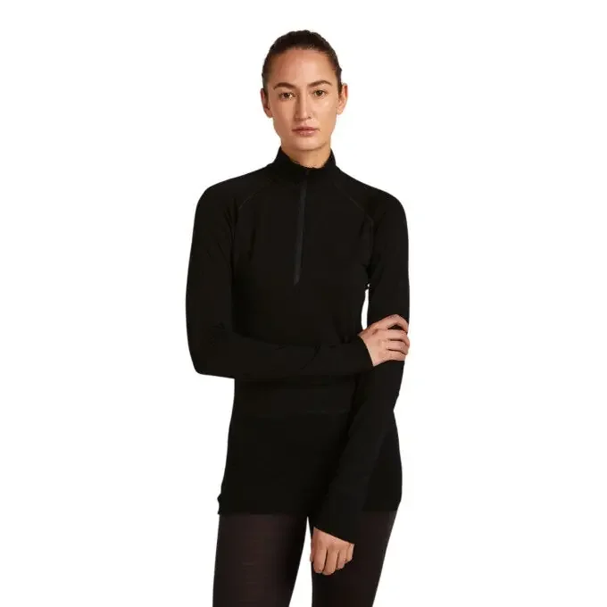 Haut thermique demi-zip Femme ICEBREAKER 200 ZoneKnit™ – Black Top Vente