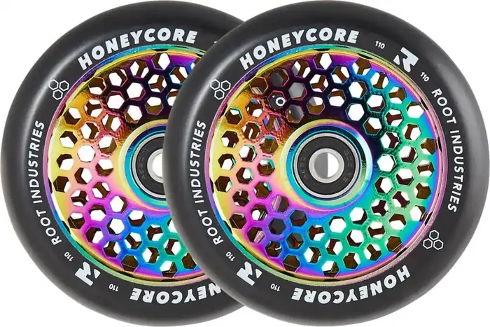 Honeycore Noir 110mm Roues Trottinette Freestyle Pack de 2 Fait Main