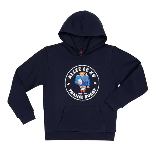 Hoodie Allez le XV France Rugby bleu enfant