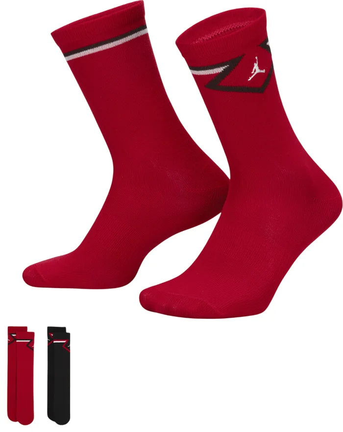 Jordan Kids Diamond High Crew Socks (2 Pairs) « Gym Red-Black »