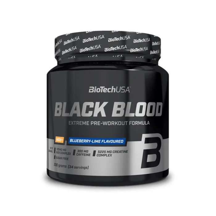 Lot de 10 pots de booster Biotech USA black blood nox + – Myrtille-lime – 330g