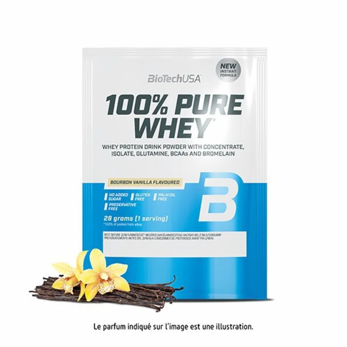 Lot de 10 sacs de protéines 100% pure whey Biotech USA – Black Biscuit – 28g