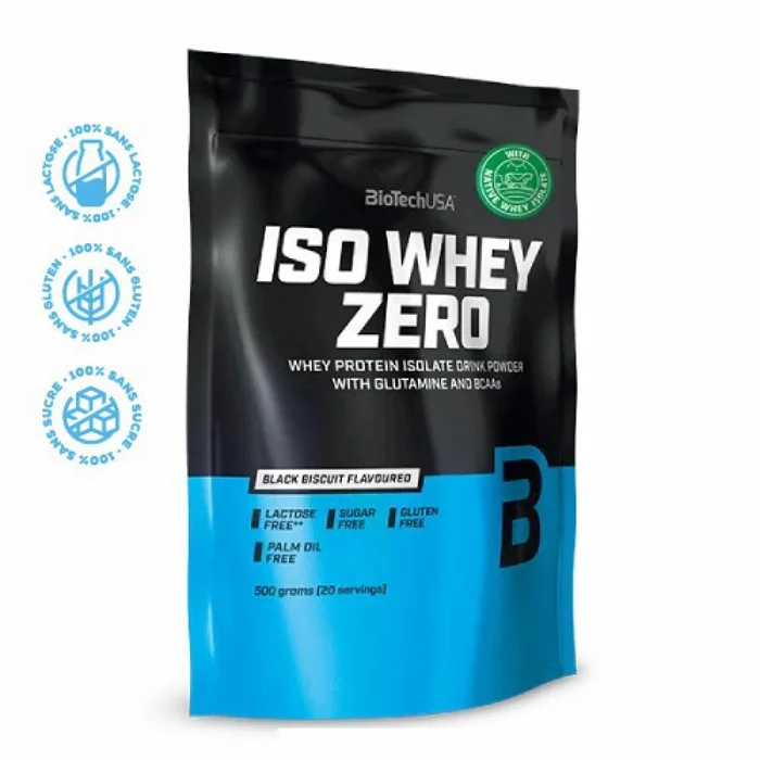 Lot de 10 sacs de protéines Biotech USA iso whey zero lactose free – Black Biscuit – 500g