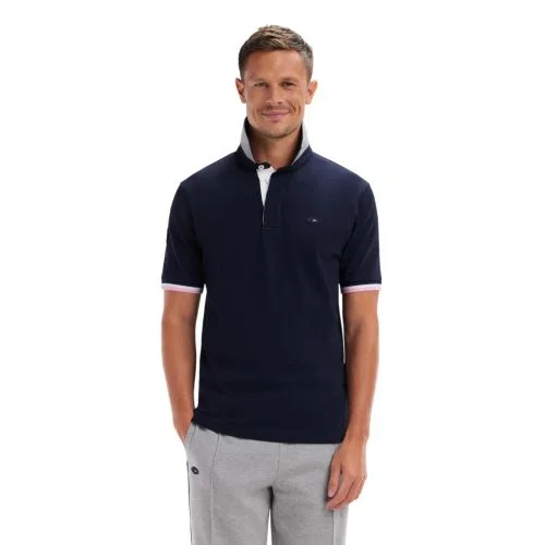 Maillot Manches Courtes Coton Marine/Gris Eden Park
