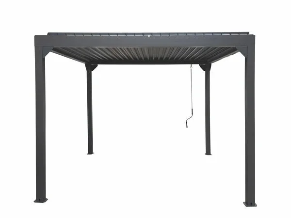 Metalcraft Pérgola con techo de celosía, 3x3m, manual, antracita