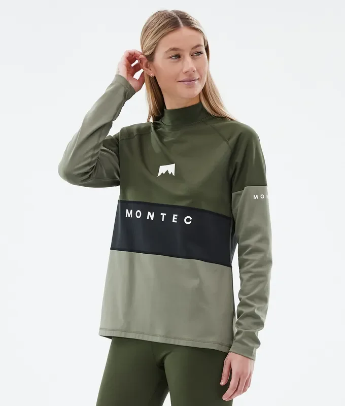 Montec Alpha W Tee-shirt thermique Femme Olive Green/Black/Greenish Populaire