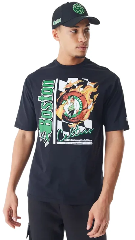 New Era NBA Boston Celtics Flame Print Oversized T-Shirt