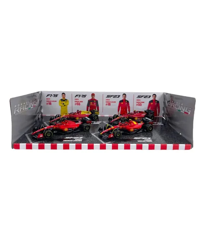 Pack de 4 Voitures 1/43 Bburago Ferrari SF23 Officiel Formule 1 Scuderia Ferrari