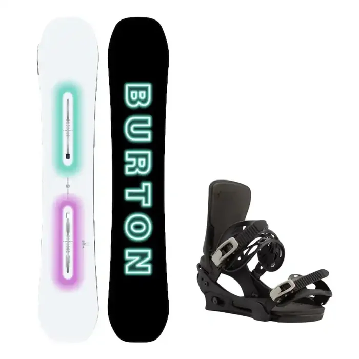 Pack Snowboard burton custom camber glow 2026 + Fix Cartel Top Qualité
