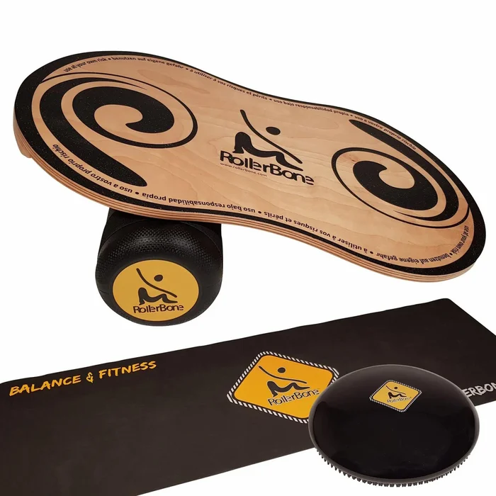 Planche d&rsquo;équilibre avec rouleau Pro + softpad + tapis RollerBone [Taille 74×41,5×3 cm]