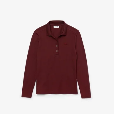 Polo Lacoste Women PF5464 Manches Longues Slim Fit Rouge Bordeaux