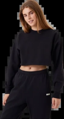 Pull Björn Borg Femme Studio Oversized Cropped Crew Black Beauty