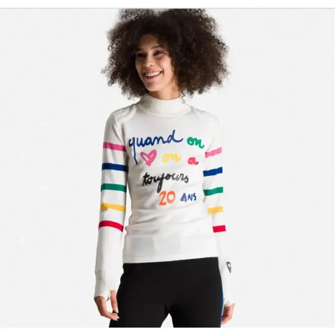 Pull Rossignol POETIC ROUND NECK W blanc Réduction