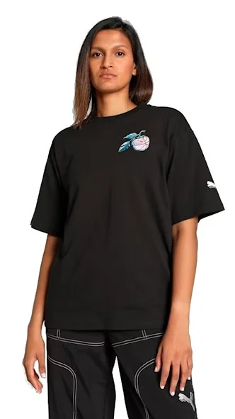 Puma Womans Basketaball Cherry on Top Graphic Oversized Fit Tee « Black »
