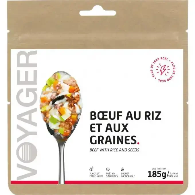 Repas lyophilisé Voyager Boeuf au riz et aux graines 185g Marque