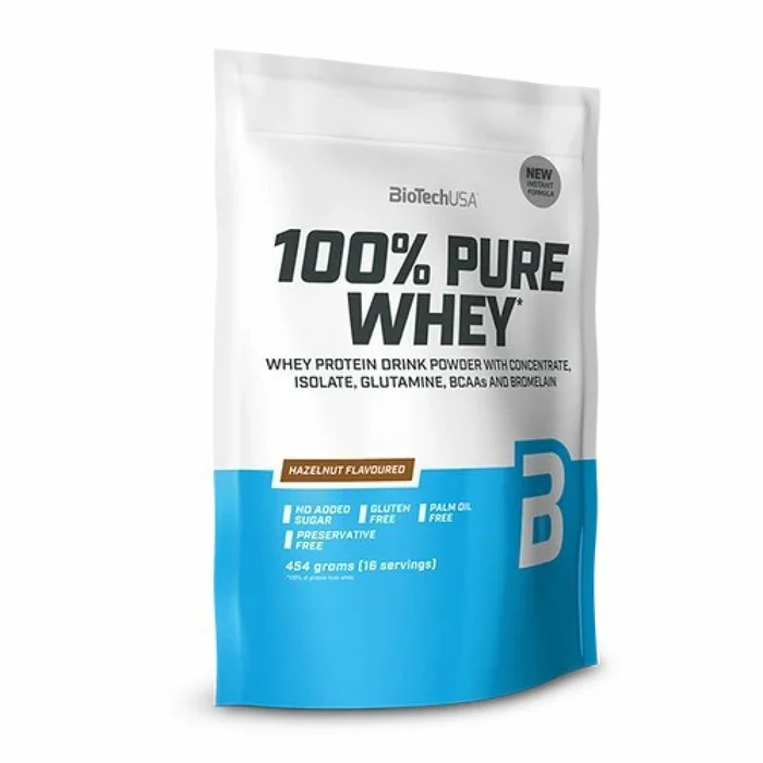 Sacs de protéines 100 % pur lactosérum Biotech USA – Noisette – 454g