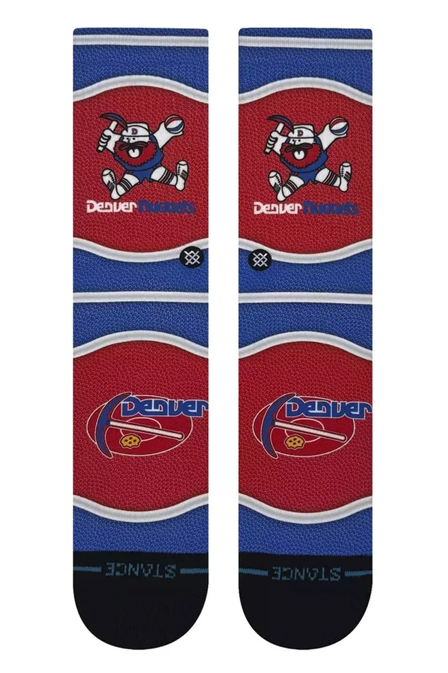 Stance Casual NBA Denver Nuggets Mini Ball Hardwood Classic Poly Crew Socks