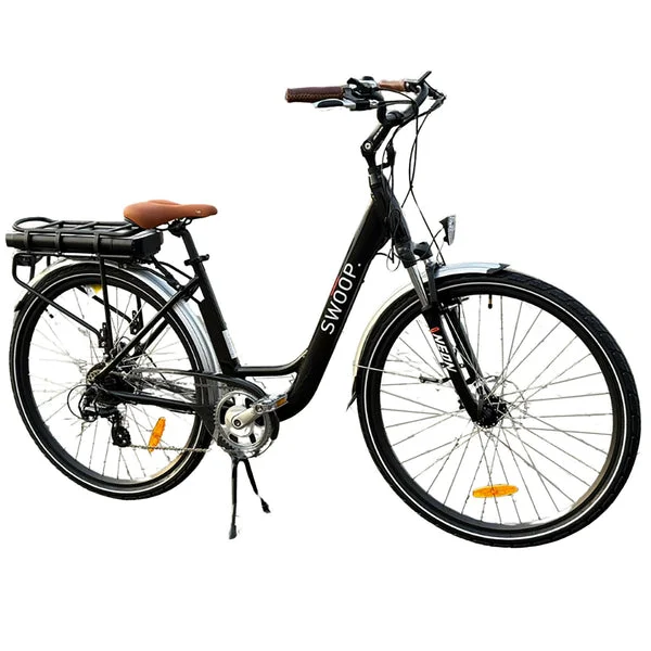 Swoop Bicicleta Eléctrica de Ciudad para Mujer, 28&Prime;, Negro