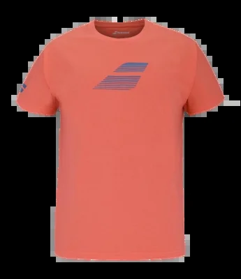 T-shirt de Tennis Babolat Men Exercise Big Flag Hot Coral