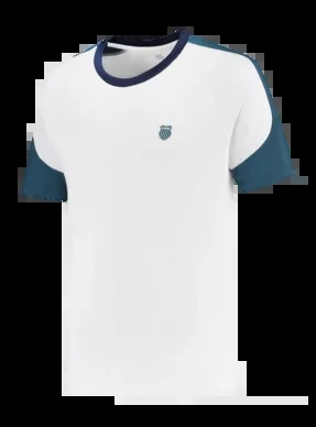 T-shirt de Tennis K-Swiss Men Hypercourt Mesh Crew 3 White Indian Teal