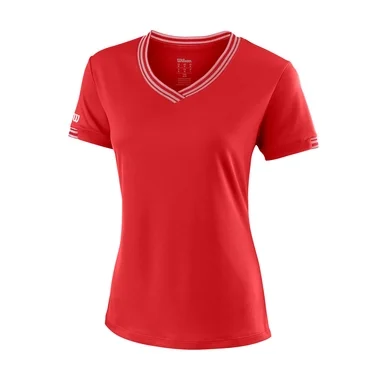 T-shirt de Tennis Wilson Women Team V-Neck Wilson Red