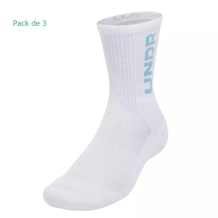 UA Unisex 3-Maker 3-Pack Mid-Crew Socks « White-Ether Blue »